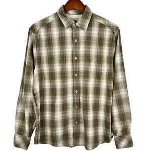 Horny Toad Men's Plaid Button Down Shirt - Brown and Cream